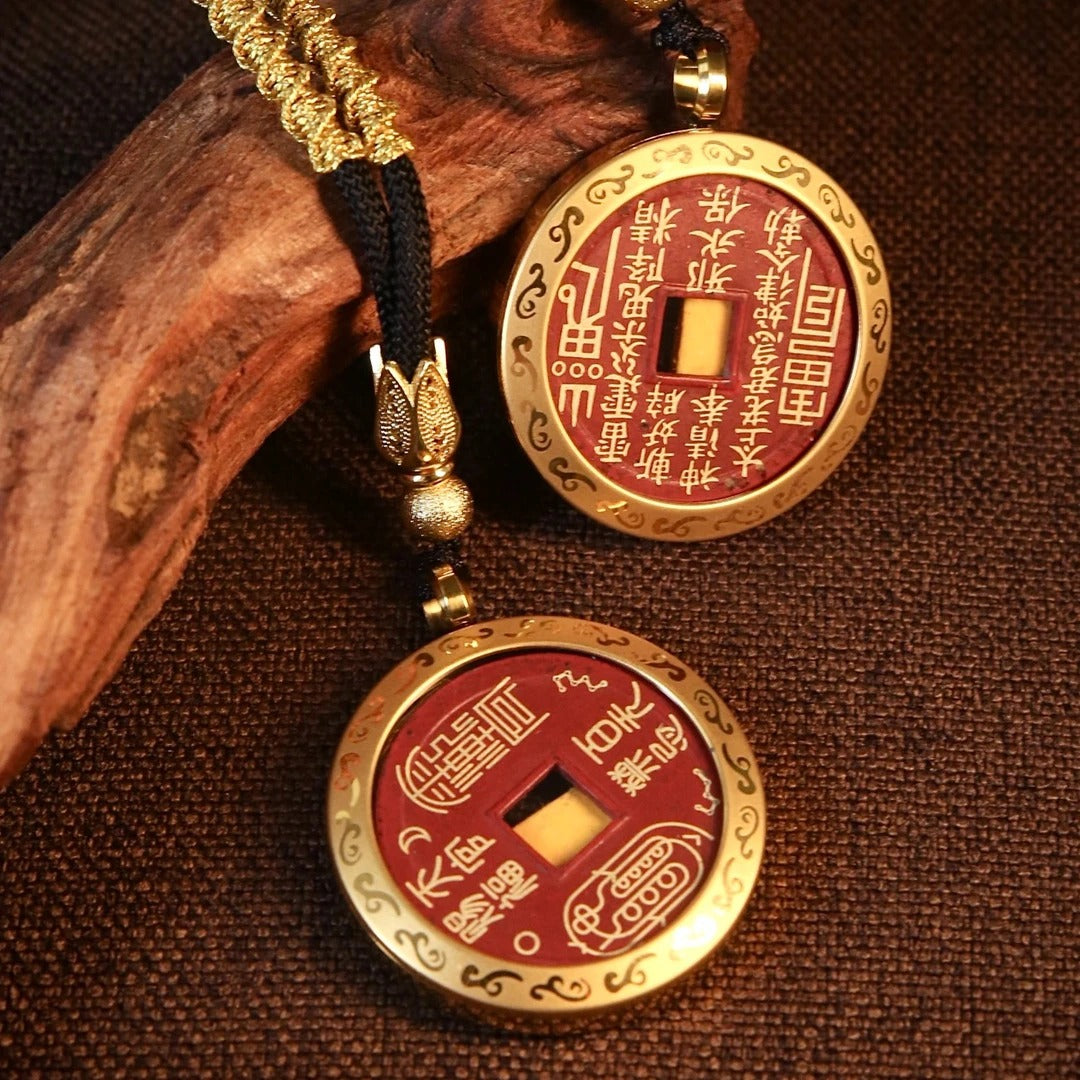 Ancient Coin Mountain Flower Cinnabar Pendant Lao Jun Cinnabar Pendant