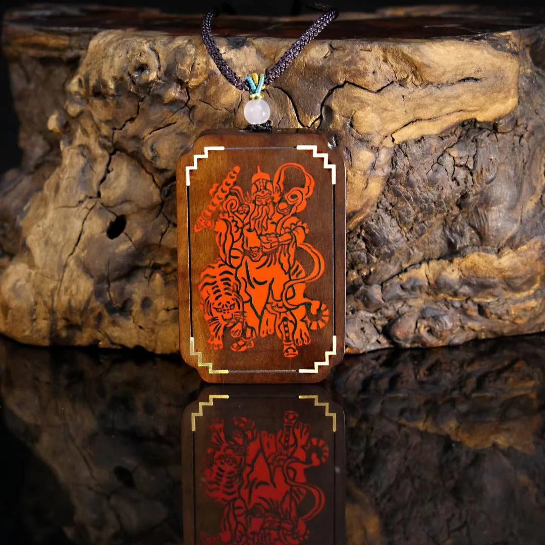 【Dragon Tiger Mountain Shipping】Zhao Gongming Handcrafted Silver-Inlaid and Red-Filled Pendant Tag A Gift from the Mountain