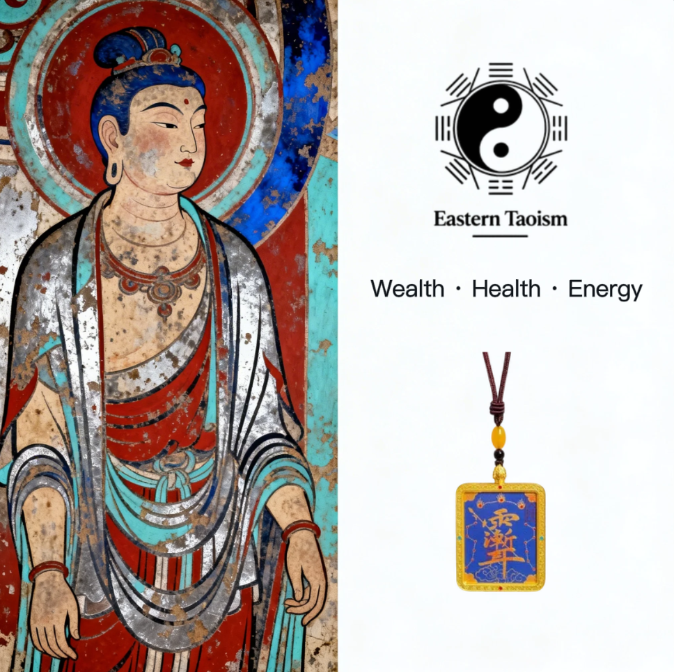 Hand-Painted Standing Knife Thangka Pendant: Three Fires, Twin Big Dipper, Seven Stars, Southern Auspicious Clouds