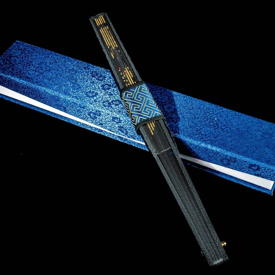 【Hand-Painted Fan】Tungsten Steel Alloy Double-Sided Hand-Painted Silk Fan